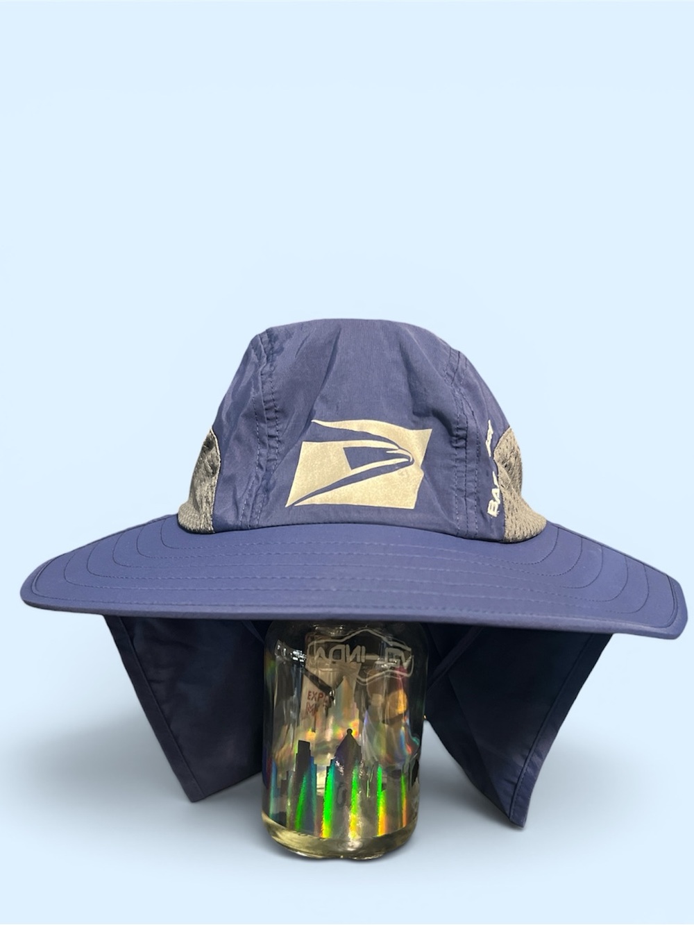 Bassdash USPS Wide Brim Sun Hat With Neck Flap - Navy